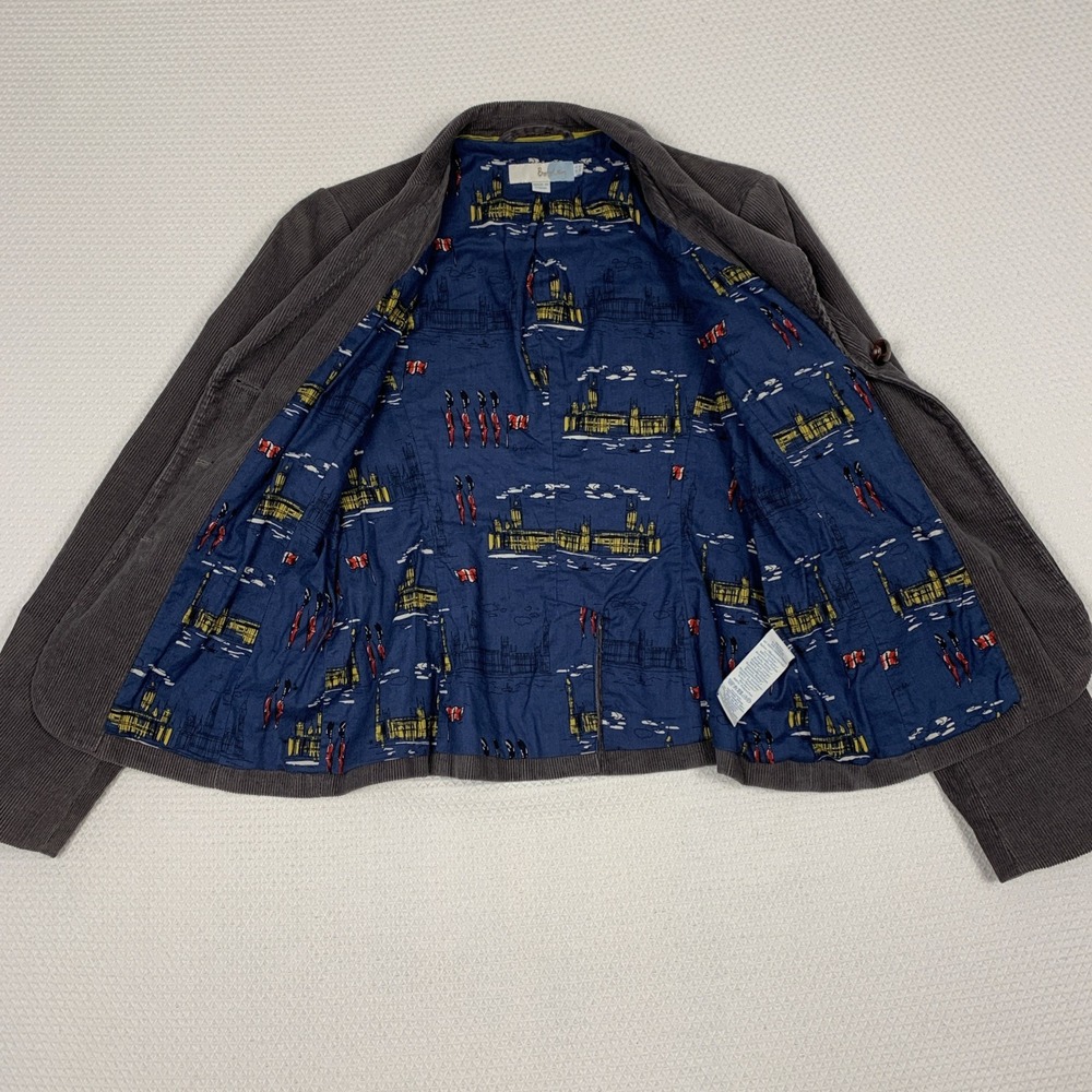 Boden Corduroy Blazer Womens 6 Gray Elbow Patch Lined Academia Preppy - Picture 6 of 16